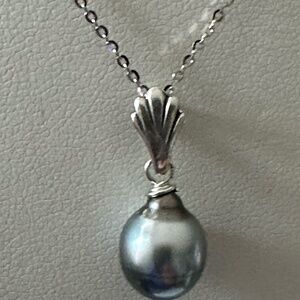 HANDMADE 8.7mm Wide Baroque TAHITIAN Cultured Pearl Necklace - 925 Silver